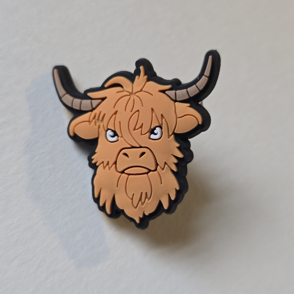 Orange Highland Cow Pin